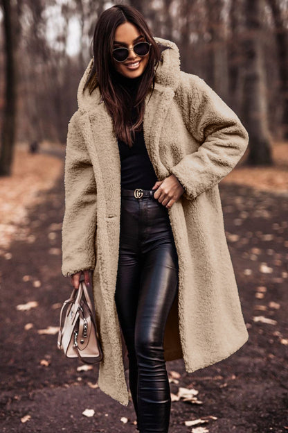 ✨ Manteau Long Femme Automne-Hiver – Teddy Douillet en Fausse Laine, Élégant et Chaud