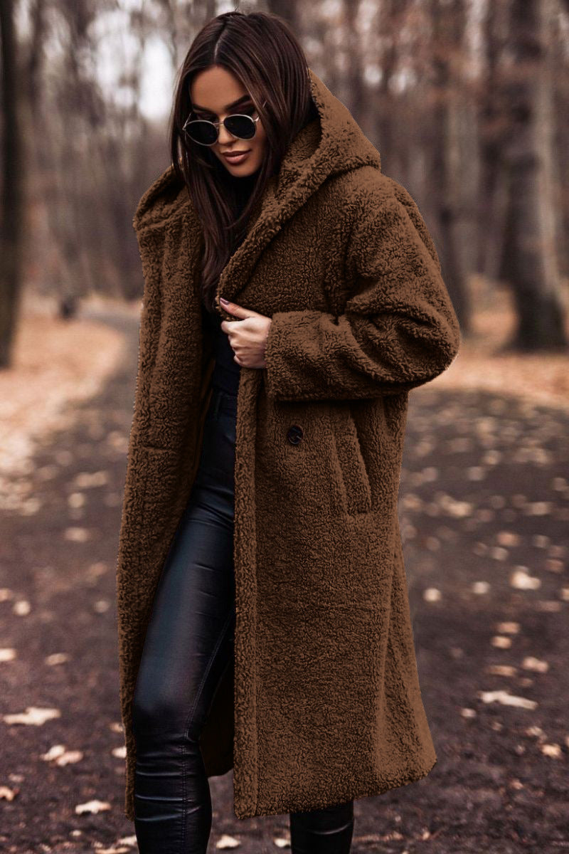 ✨ Manteau Long Femme Automne-Hiver – Teddy Douillet en Fausse Laine, Élégant et Chaud