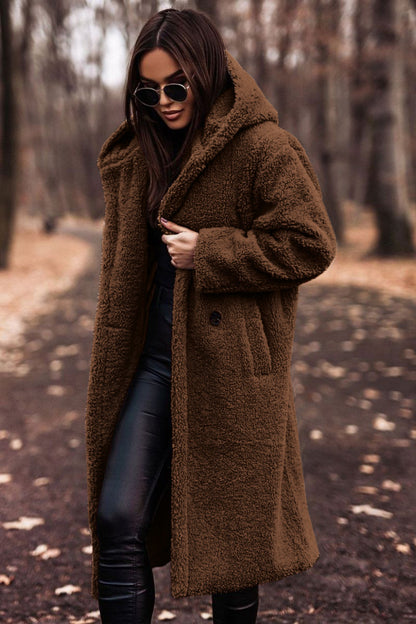 ✨ Manteau Long Femme Automne-Hiver – Teddy Douillet en Fausse Laine, Élégant et Chaud