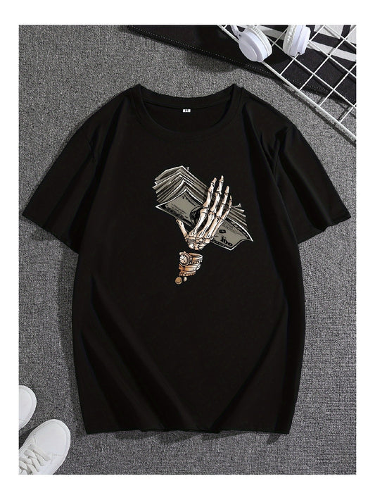T-shirt Manche Courte Crâne Noir – Mode & Personnalité Unique