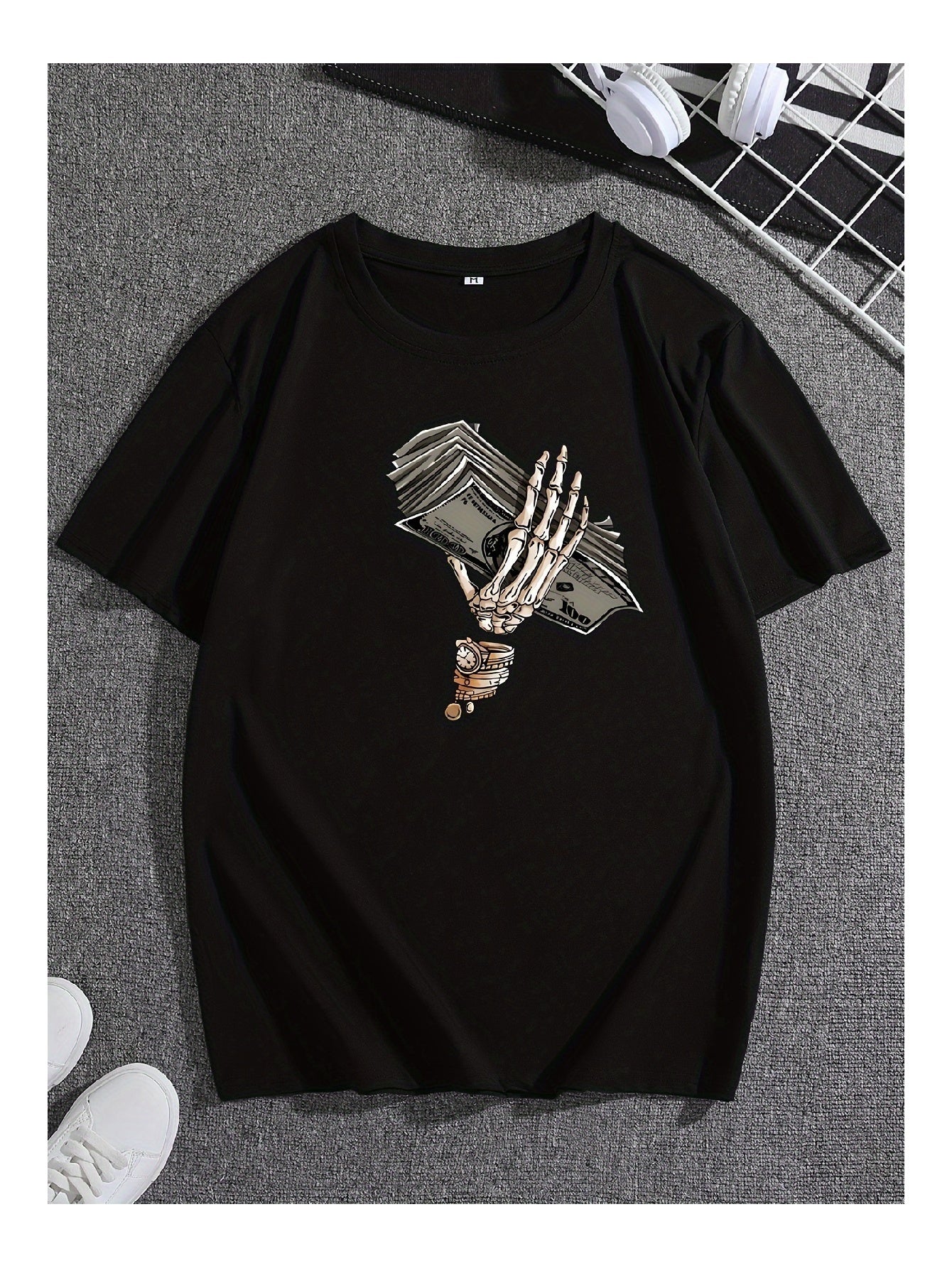 T-shirt Manche Courte Crâne Noir – Mode & Personnalité Unique