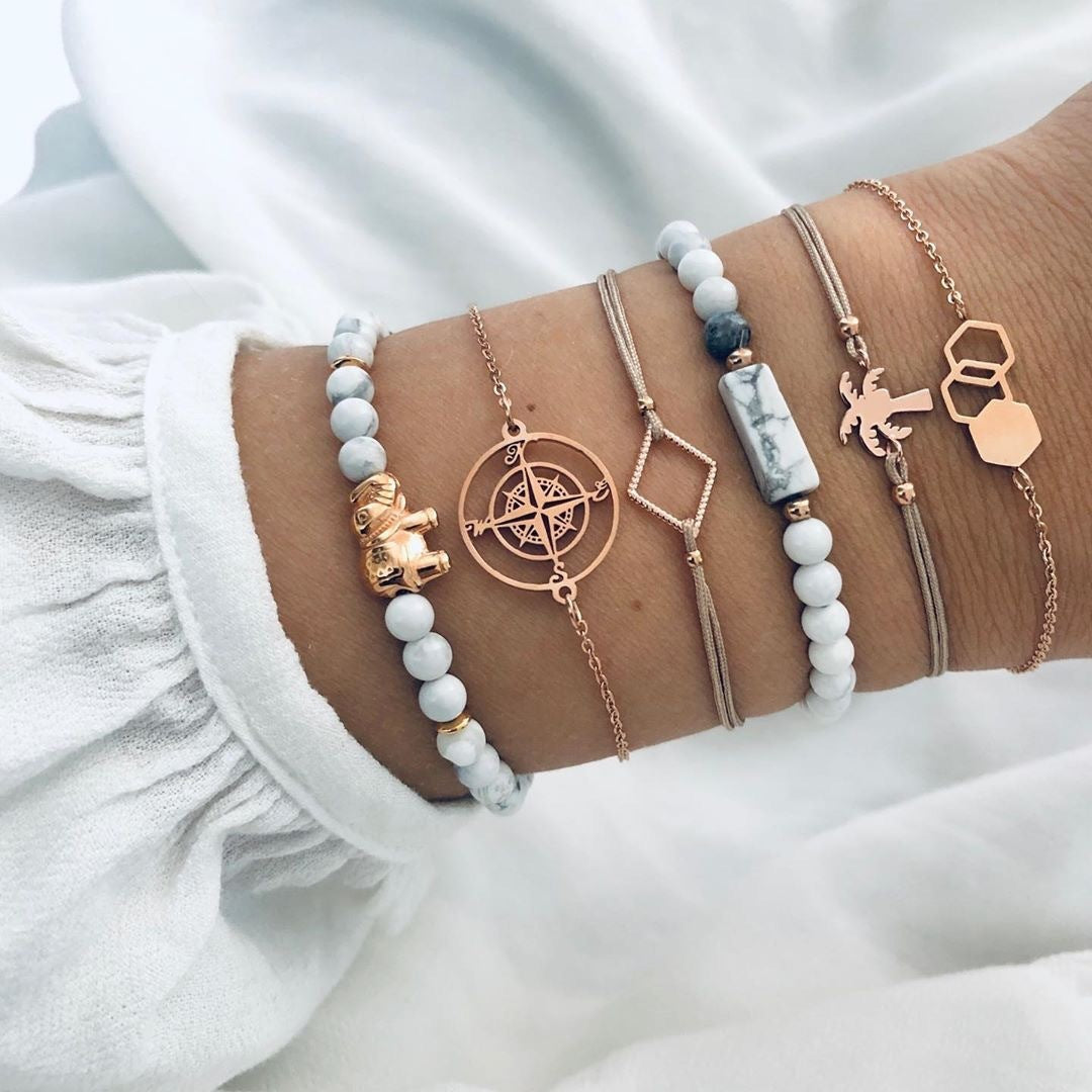 🌸 Lot Bracelets Bohèmes – Perles & Charms Vintage Femme