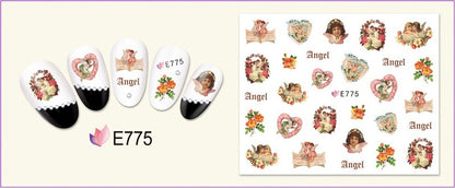 🌟 Nail Art 3D – Stickers Roses et Anges