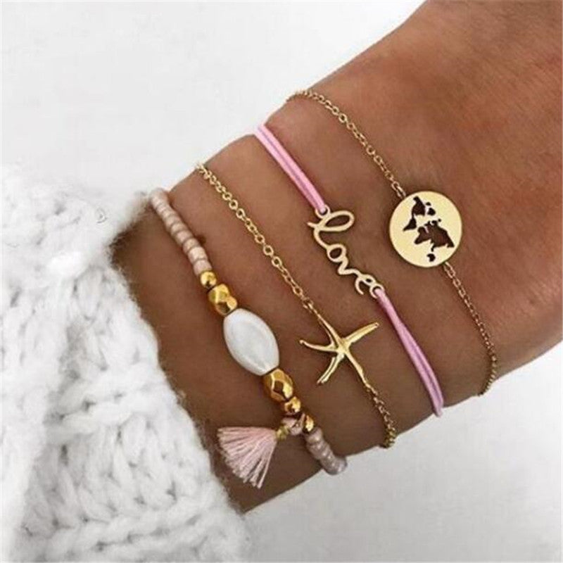 🌸 Lot Bracelets Bohèmes – Perles & Charms Vintage Femme