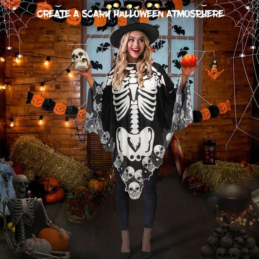 Poncho Squelette Halloween – Cape & Châle Effrayant