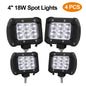 4 PCS 4in 18W Driving Lamp Dual Row LED Waterproof Spot Light Pod Cube Light