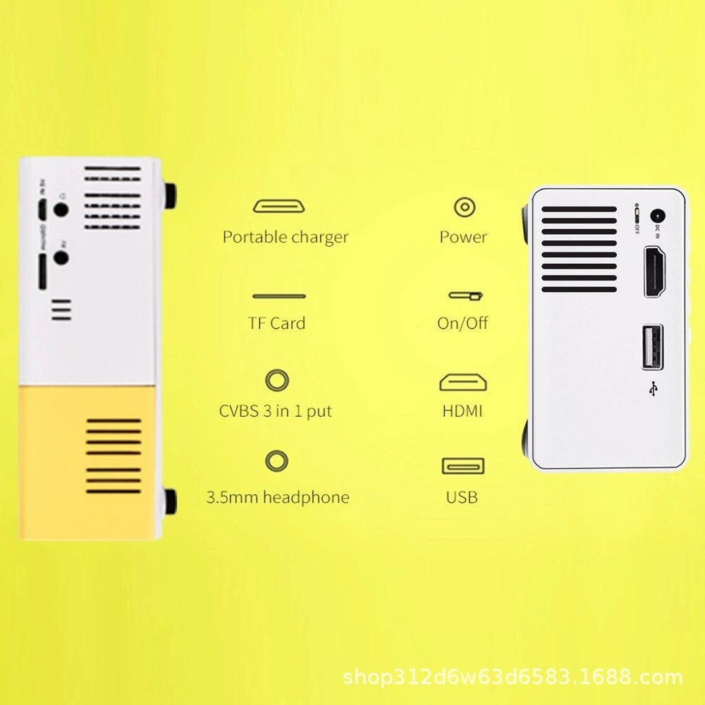 Mini Projecteur YG300 – Compact, Jaune & Haute Définition