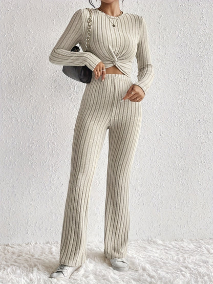 Short Top And Slim Fit Pants Set