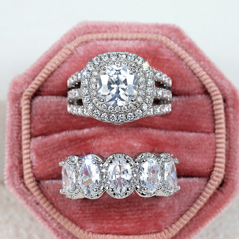✨ Ensemble de Bagues Œuf en Zircon – Brillance Complète ✨