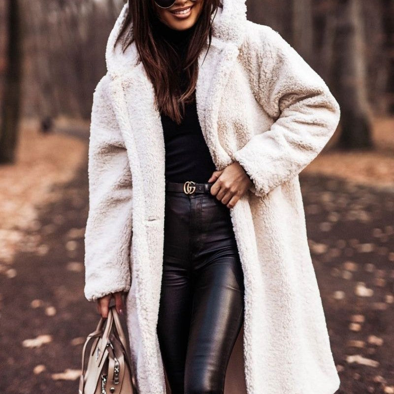 ✨ Manteau Long Femme Automne-Hiver – Teddy Douillet en Fausse Laine, Élégant et Chaud
