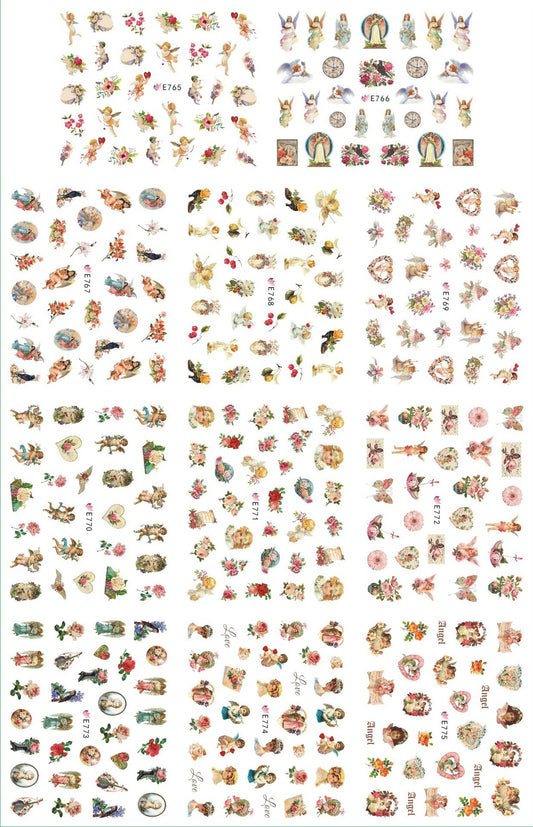 🌟 Nail Art 3D – Stickers Roses et Anges