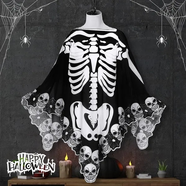 Poncho Squelette Halloween – Cape & Châle Effrayant