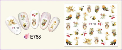🌟 Nail Art 3D – Stickers Roses et Anges