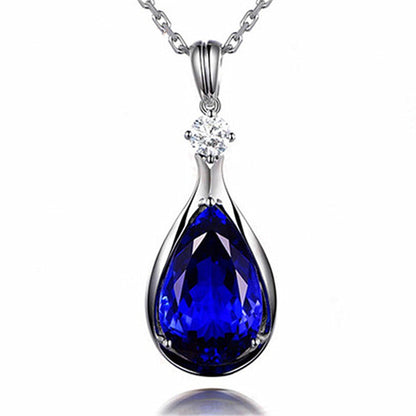 ✨ Collier Femme “Angel Eyes” – Cristal Bleu & Saphir Tanzanite ✨