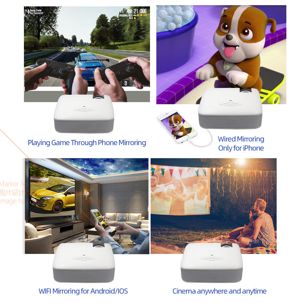 ✨ AUN Mini Projecteur LED D40W – Cinéma Haute Définition Compact et Portable