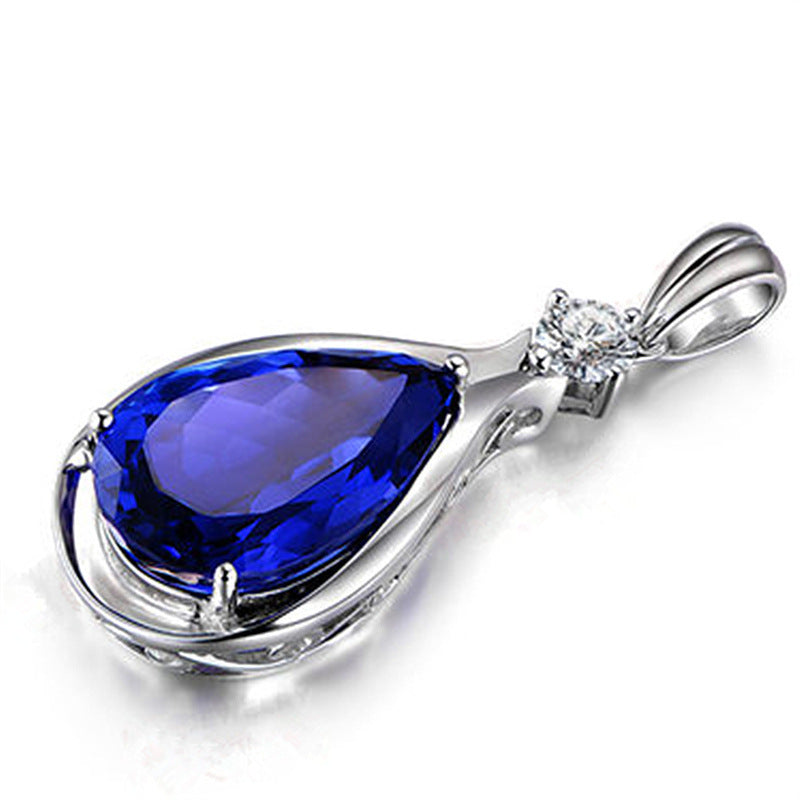 ✨ Collier Femme “Angel Eyes” – Cristal Bleu & Saphir Tanzanite ✨