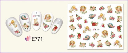 🌟 Nail Art 3D – Stickers Roses et Anges