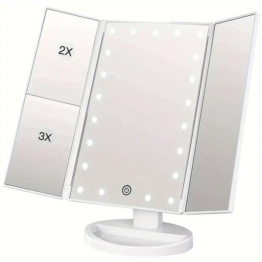 🔥 Grossissement 1x-3x – Miroir LED Compact & Astucieux