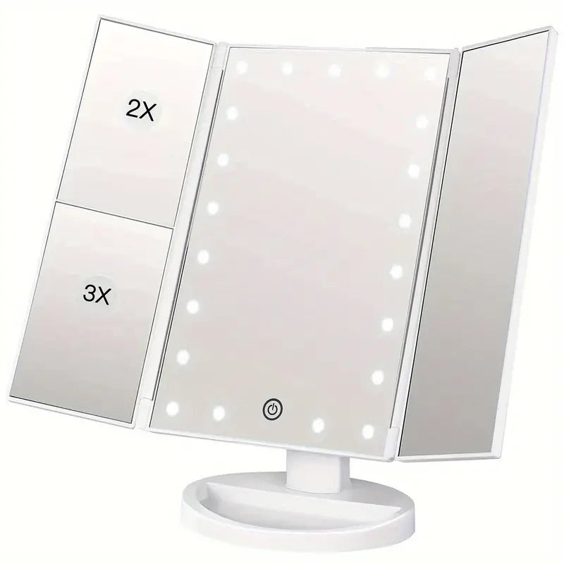 🔥 Grossissement 1x-3x – Miroir LED Compact & Astucieux