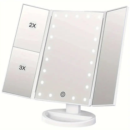 🔥 Grossissement 1x-3x – Miroir LED Compact & Astucieux