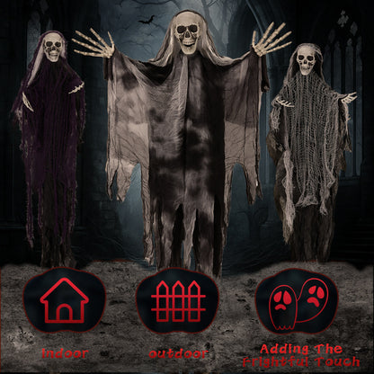 ️ Halloween Effrayant : 3 Fantômes Squelettes à Suspendre