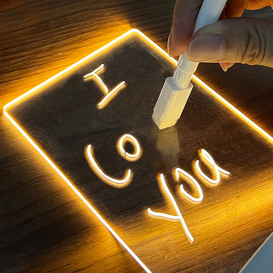 ✨ Laissez vos messages briller ! ✨
Avec le Tableau LED Créatif, écrivez vos mots doux, rappels ou dessins lumineux.
 Parfait comme cadeau original pour enfants, amis ou amoureux 
USB pratique, lumière douce & déco unique