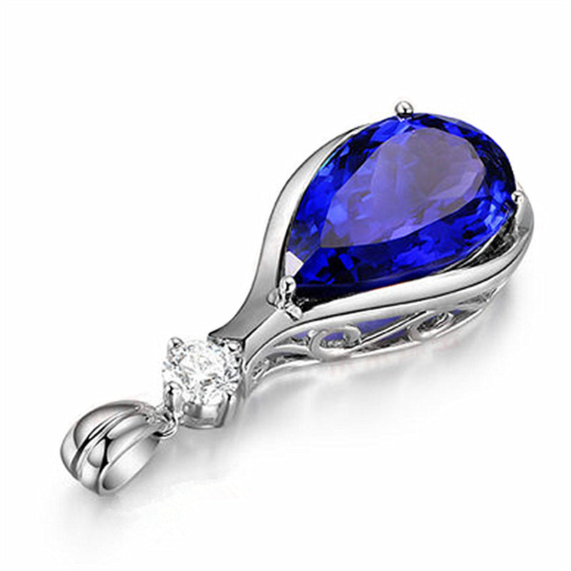 ✨ Collier Femme “Angel Eyes” – Cristal Bleu & Saphir Tanzanite ✨