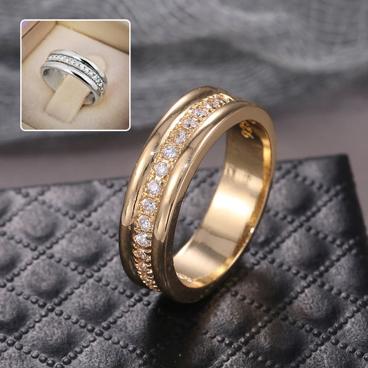 ✨ Bague Élégante Strass Doré/Argenté – Bijou Mode Plaqué Cuivre