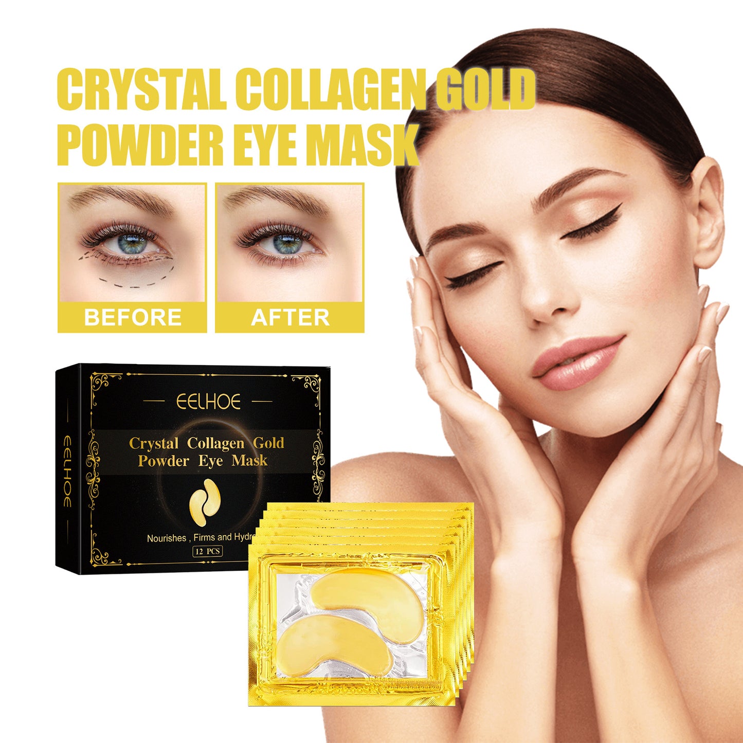 ️ Masque Anti-Cernes & Anti-Poches – Collagène Gold EELHOE