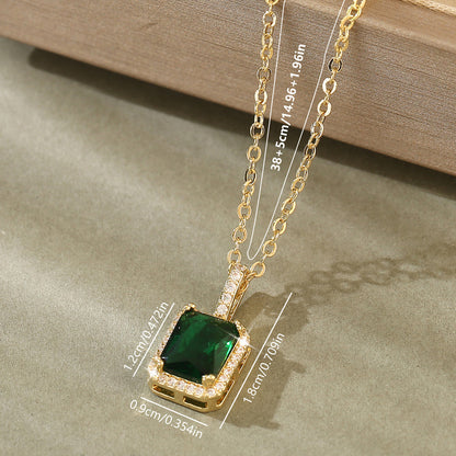 💎 Collier Femme – Zircon Vert Brillant