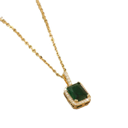 💎 Collier Femme – Zircon Vert Brillant