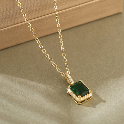 💎 Collier Femme – Zircon Vert Brillant