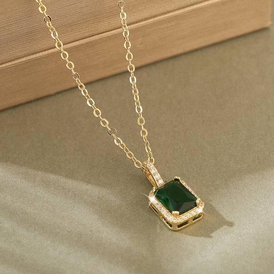 💎 Collier Femme – Zircon Vert Brillant