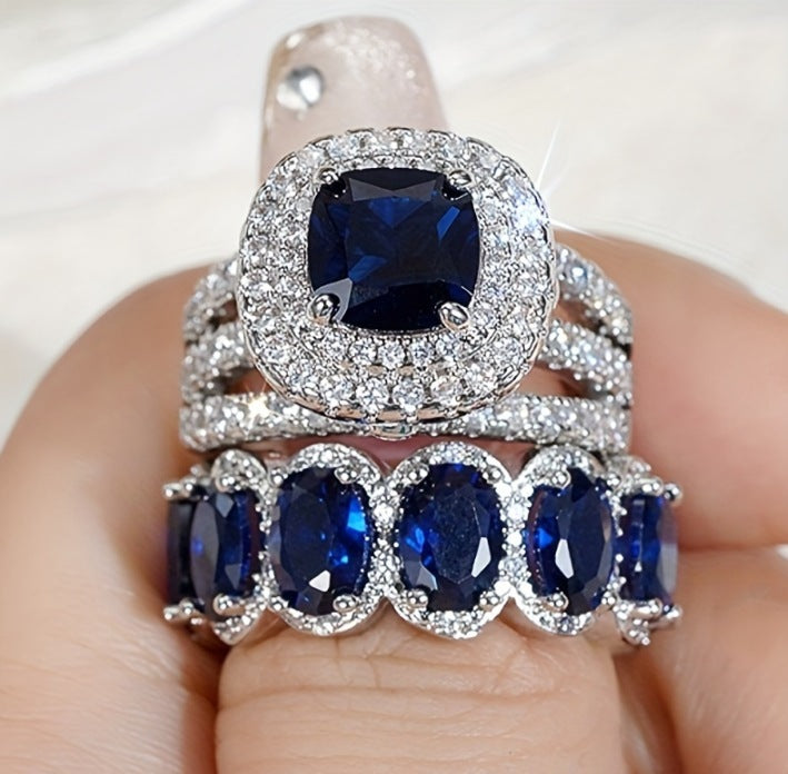 ✨ Ensemble de Bagues Œuf en Zircon – Brillance Complète ✨
