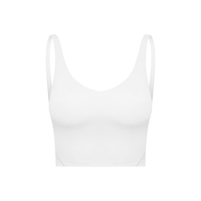 Summer Pure Color Ribbon Chest Pad Nude Feel Back-shaping Running Fitness