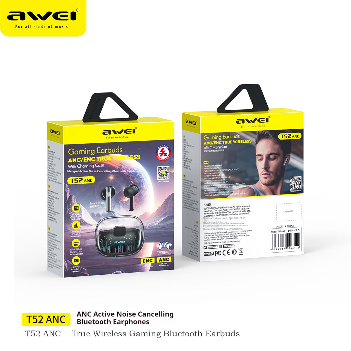 ✨ AWEI Starry Sky – Casque Bluetooth Gaming avec Micro Double et Réduction Active du Bruit