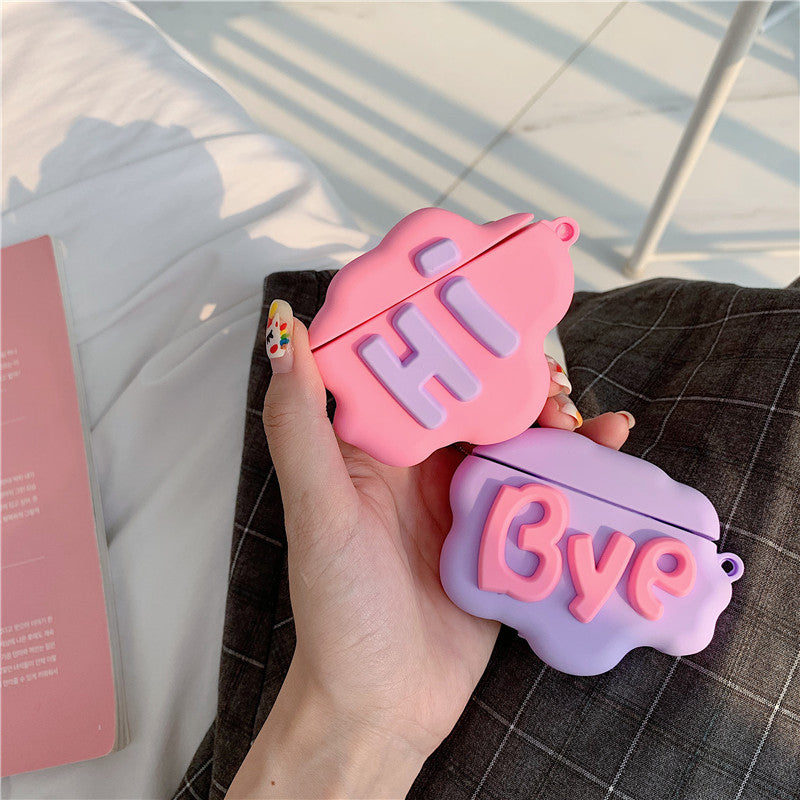 ✨ Coque AirPods 3D Cartoon « HI BYE » – Silicone Souple, Cute et Protège Écouteurs