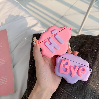 ✨ Coque AirPods 3D Cartoon « HI BYE » – Silicone Souple, Cute et Protège Écouteurs