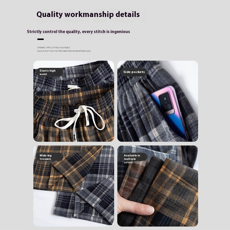 Plaid High Waist Drooping Baggy Pants