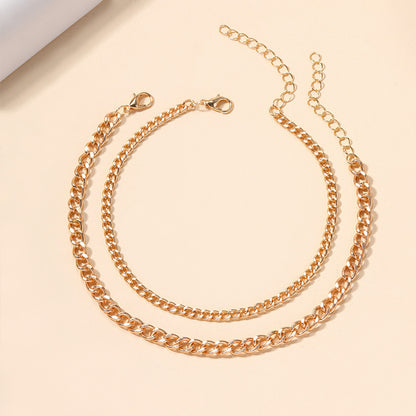 🌟 Bracelet de Cheville Double Cercle – Élégance Féminine