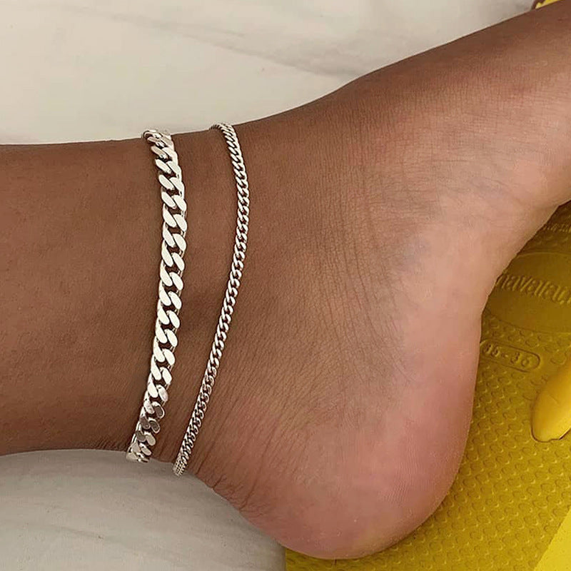 🌟 Bracelet de Cheville Double Cercle – Élégance Féminine