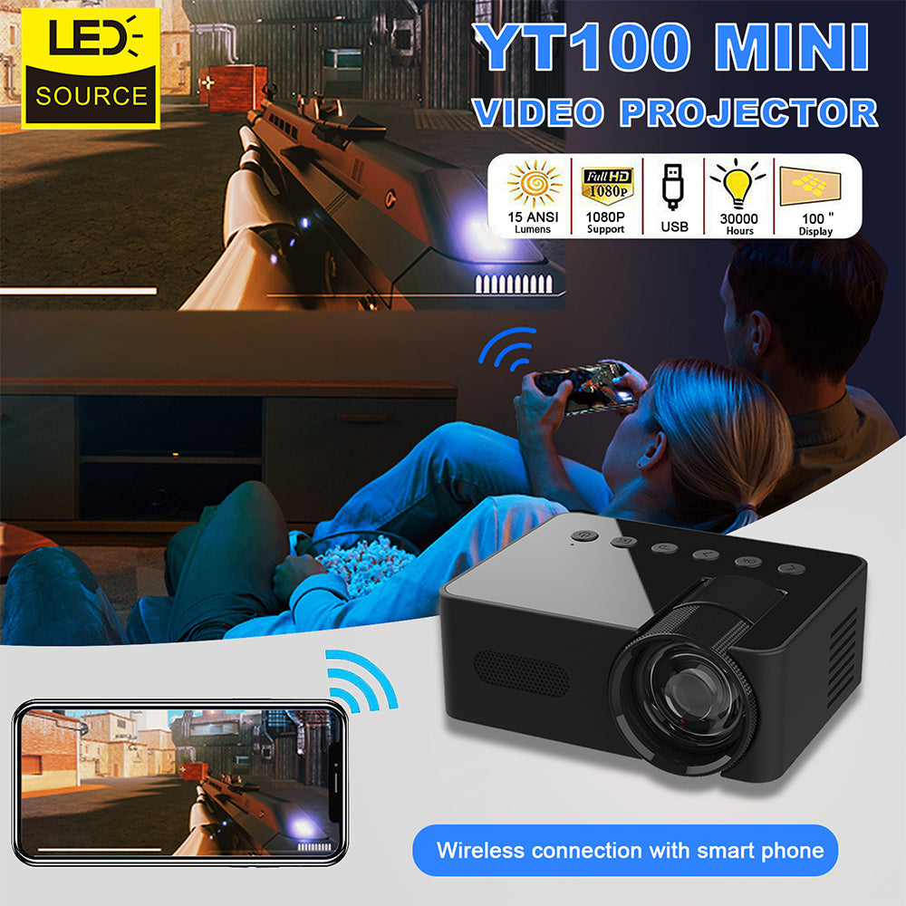 ✨ Projecteur Mini Portable YT100 – Cinéma HD sans fil à la maison et sur téléphone