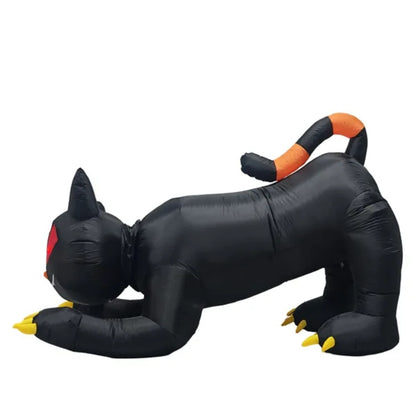 Chat Noir Gonflable Halloween 6,5 pieds – Tête Animée & LED Intégrées