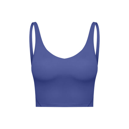 Summer Pure Color Ribbon Chest Pad Nude Feel Back-shaping Running Fitness