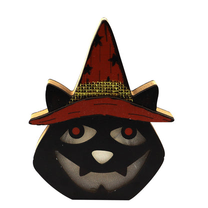 ️ Décoration Halloween Lumineuse – Citrouille en Bois Originale