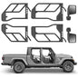 Tube Doors With Side View Mirror For 2018-2024 Wrangler JL JLU & Gladiator JT 4-Doors, Includes 4XE, 4-piece Set Off Road Summer Trail Adventure