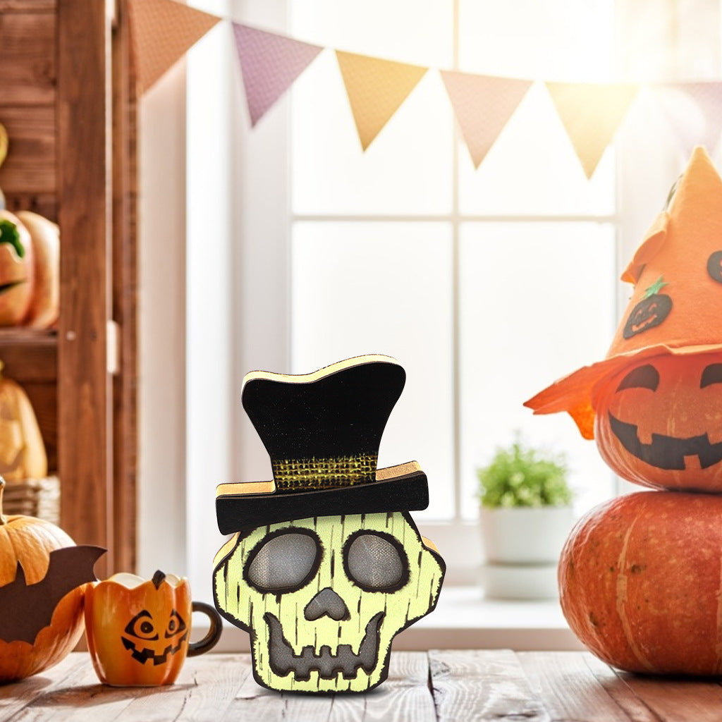 ️ Décoration Halloween Lumineuse – Citrouille en Bois Originale