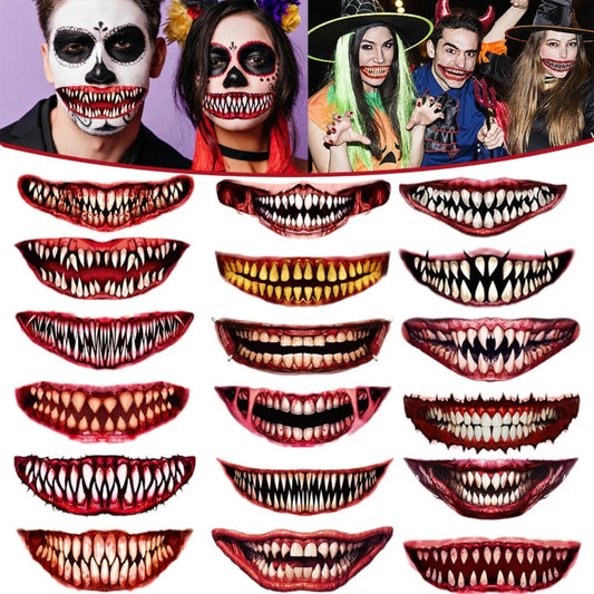 Stickers Visage Halloween – Effet Réaliste et Effrayant pour Soirées