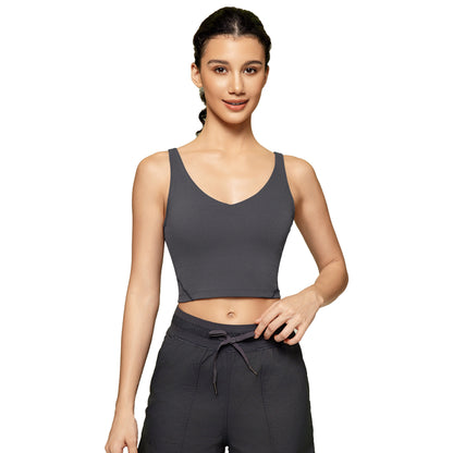 Summer Pure Color Ribbon Chest Pad Nude Feel Back-shaping Running Fitness