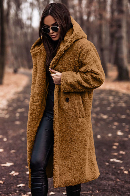 ✨ Manteau Long Femme Automne-Hiver – Teddy Douillet en Fausse Laine, Élégant et Chaud